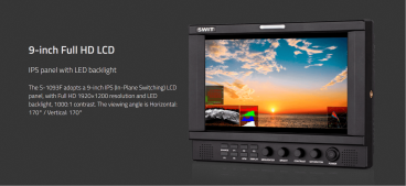Swit S-1093F Luxus Kit, 2K/3G/HD/SD-SDI / HDMI Full HD Monitor, 450 Nits, ohne Akku-Platte