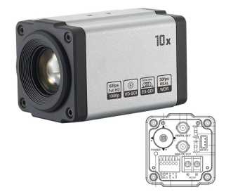 Preview: eneo MPC-52A0010M0B, 1/2,8" HD Kamera, 1920x1080, 10x AF Zoom 5,1-51mm, T-WDR, HD-SDI, EX-SDI, TVI, Composite