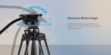 Swit TOWER150, Aluminum Camera Tripod KIT, TH150 Fluid Video Head, Ground Spreader, 15kg Payload, Soft Bag