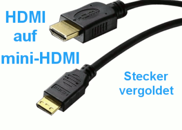 Adapterkabel HDMI auf mini-HDMI 1,0 Meter 19 Pol. V1.3 vergoldet