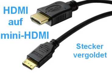 Adapterkabel HDMI auf mini-HDMI 2,0 Meter 19 Pol. V1.3 vergoldet