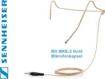 Sennheiser HS 2ew BE Kopfbügelmikrofon BEIGE mit MKE-2 GOLD und 3,5mm Klinke