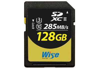Wise SDXC 128GB UHS II U3 Speicherkarte bis 285 MB/s für 4K zertifiziert für BlackMagic URSA