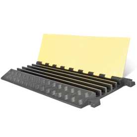 Mark MPC110 Kabelbrücke, 1m, In / Outdoor nutzbar, Klappbarer Deckel, bis 3,1 Tonnen, gelb, Anti-Rutsch Oberfläche, Gummifüße, 5 Kabelkanäle