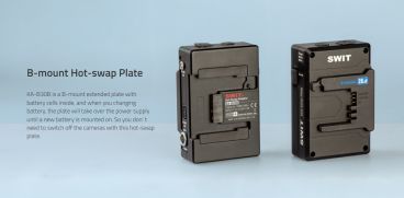 Swit KA-B30B, Hohe Belastbarkeit mit 2x D-Tap Out Hot-Swap-Platte für 28-V-B-Mount-Batterien an B-Mount-Geräte