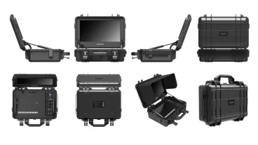 AVMATRIX PM1250, 12,5" LCD-Videomonitor 4K im Flight Case, V-Mount Akkuplatte