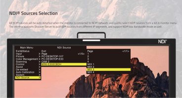 Swit BM-215-NDI, 21.5" 4K-NDI QLED HDR 100%DCI-P3 Zero-Delay professional FHD Monitor with Auto-Calibration