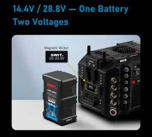 Swit CIMO-D290S, 290Wh Bi-Voltage OLED info Cine V-mount Battery