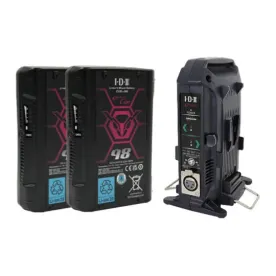 IDX EC-J98/2X, 2 x CUE-J98 Batteries, 1 x VL-2X Charger with 4 pin XLR DC Output (36W)
