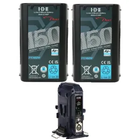 IDX ED-CP150/2X, 2x IDX DUO-C150P Batteries 1 x VL-2X Sequential Charger with 4 pin XLR DC Output (36W)