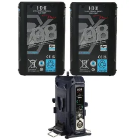 IDX ED-CP98/2X, 2x IDX DUO-C98P Batteries 1 x VL-2X Sequential Charger with 4 pin XLR DC Output (36W)