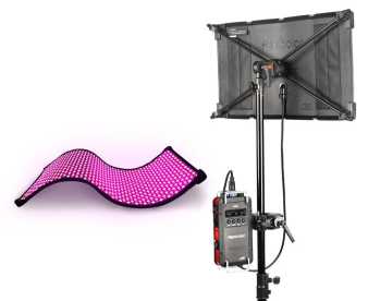 Preview: Fomex FlexColor FC1200 Kit, dimmbares Flexibles 120W RGB WW LED Licht mit Controller und mit V-Mount Akkuaufnahme