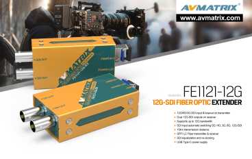 AVMatrix FE1121-12G-SDI Fiber Extender-Kit, Lichtwellenleiter-Extenderstrecke für 12G / 6G / 3G-SDI Videosignale bis 10km Leitungslänge