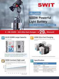 Swit 4x HB-C420S + 1x PC-P461S KIT, 4 x 500W V-Mount Akkus + 1 x 4-Kanal 100W V-Mount Ultra schnell Ladegerät