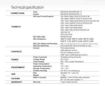AVMatrix MSS0811, 8x8 3G-SDI Matrix-Switcher