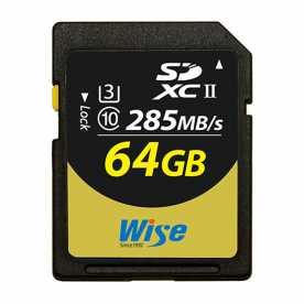Wise SDXC 64GB UHS II U3 Speicherkarte bis 285 MB/s für 4K zertifiziert für BlackMagic URSA