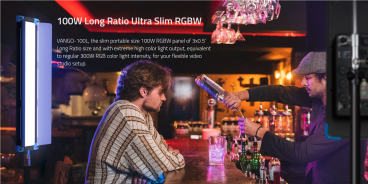 Preview: Swit VANGO-100LH l 8:1 RGBW Panel Light 2.1cm ultra slim, without Bag and Gooseneck, Natural-Soft 100W SMD-LED, V-Mount&DMX&APP.