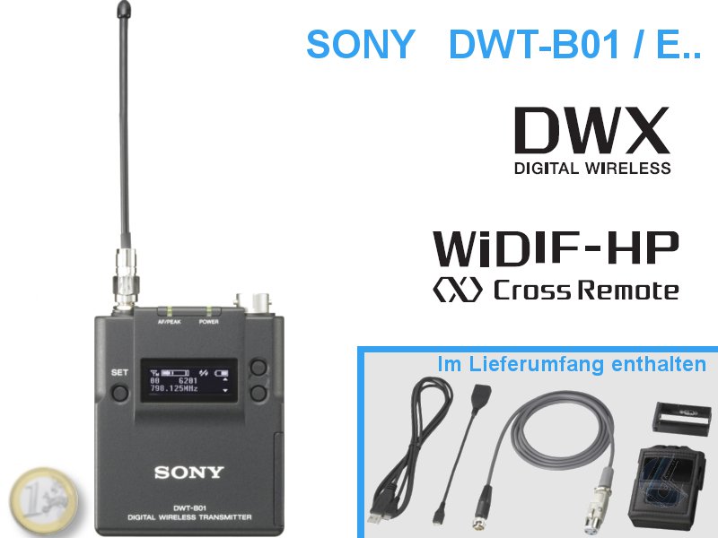 Sony DWT-B01 Trasmettitore Bodypack Digitale Wireless - Canali 42-51 - Nuovo Senza Scatola