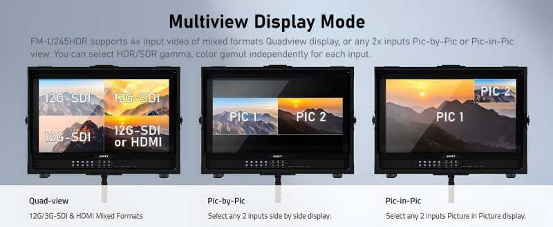 Swit FM-U245HDR 23,8" 4K 1000nits 4x12G-SDI HDR Field Monitor