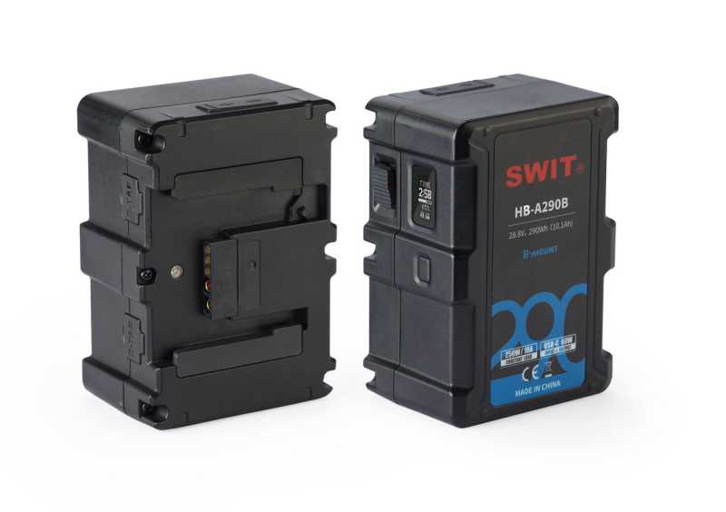 Swit HB-A290B | 290Wh Battery with 28V B-Mount, 16V D-tap and USB-C/USB-A, also ideal for long term use or high power draw lights Swit HB-A290B | 290Wh Battery with 28V B-Mount, 16V D-tap and USB-C/USB-A, also ideal for long term use or high power draw lights
