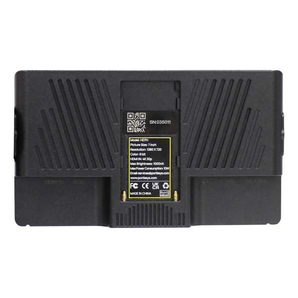 Portkeys HD7H, 7" 1000-Nits 1280x720 Monitor, HDMI In, NP-F Akku-Mount