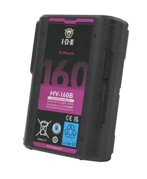 IDX HV-160B; Cinepower 154Wh/28V B-Mount Akku mit USB-PD, USB-A und D-Tap