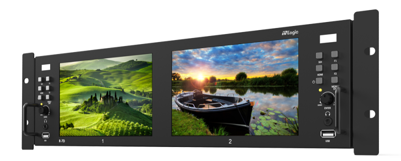 TVLogic R-7D, 2 x 7” LCD 2RU 1920 x 1080 Dual LCD UHD-4K Ready Rack Mount, 500cd/㎡ (12G/6G/3G/HD/SD-SDI, HDMI)