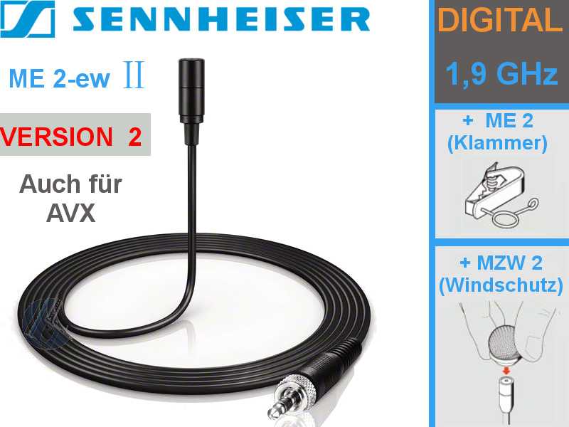 Sennheiser Ansteckmikrofon ME 2-ew Version II {Kugel|AVX} 3,5mm