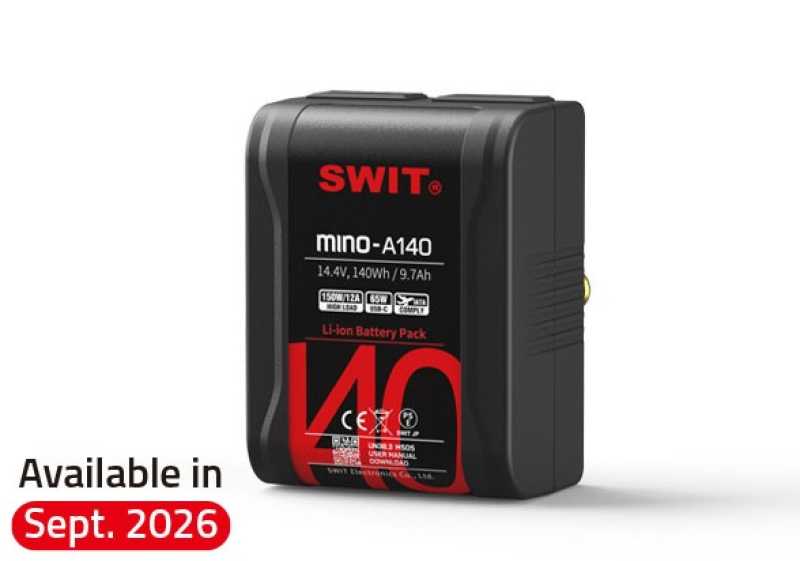 Swit MINO-A140, USB-C, tiny size with 140Wh pocket mini battery, USB-A/USB-C/D-tap, Gold-Mount