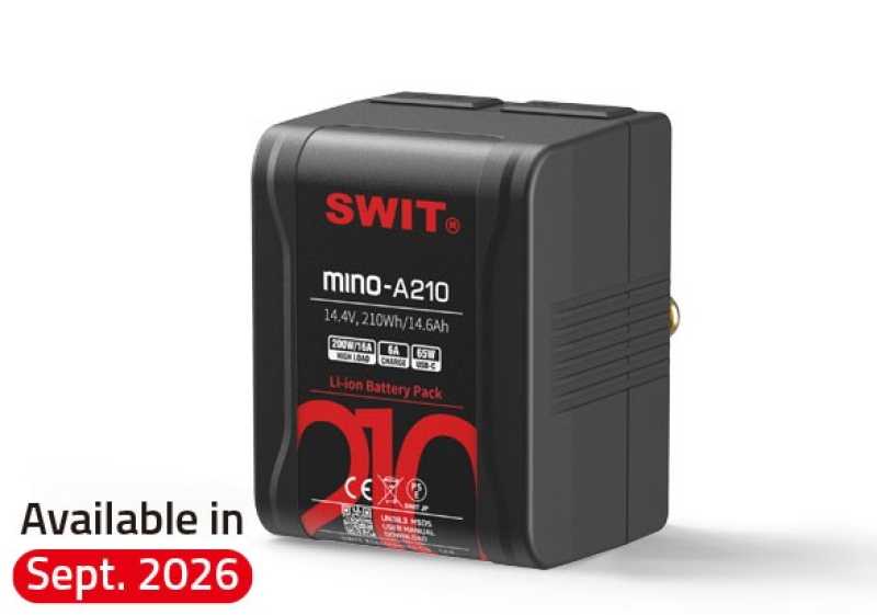 Swit MINO-A210 l USB-C, tiny size with 210Wh pocket mini battery, USB-A/USB-C/D-tap, Gold-Mount, also ideal for long term use or high power draw lights