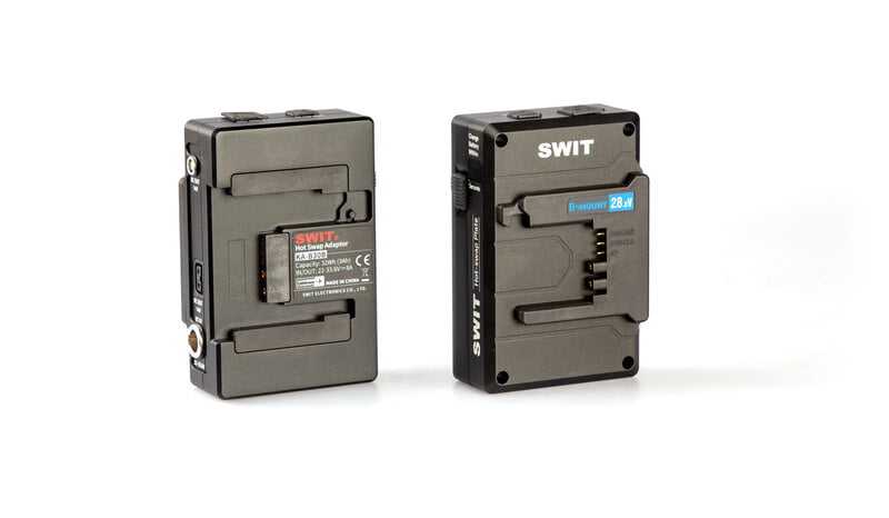 Swit KA-B30B, Hohe Belastbarkeit mit 2x D-Tap Out Hot-Swap-Platte für 28-V-B-Mount-Batterien an B-Mount-Geräte