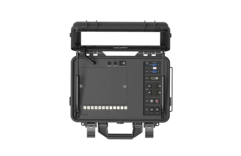 AVMATRIX PM1250, 12,5" LCD-Videomonitor 4K im Flight Case, V-Mount Akkuplatte