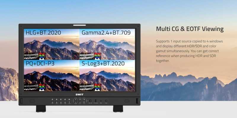 Swit BM-U245HDR, 23.8" 8K High-Bright 4x12GSDI HDR Zero-Delay Reference UHD Monitor with Auto-Calibration