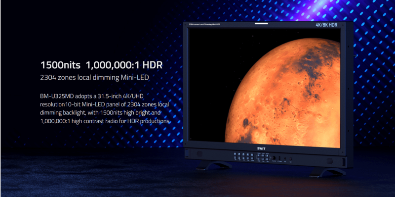 Swit BM-U325MD, 4K 31,5" HDR Monitor mit 1500 Nits, 4x 12G SDI und 1x HDMI Eingang Swit BM-U325MD, 4K 31,5" HDR Monitor mit 1500 Nits, 4x 12G SDI und 1x HDMI Eingang