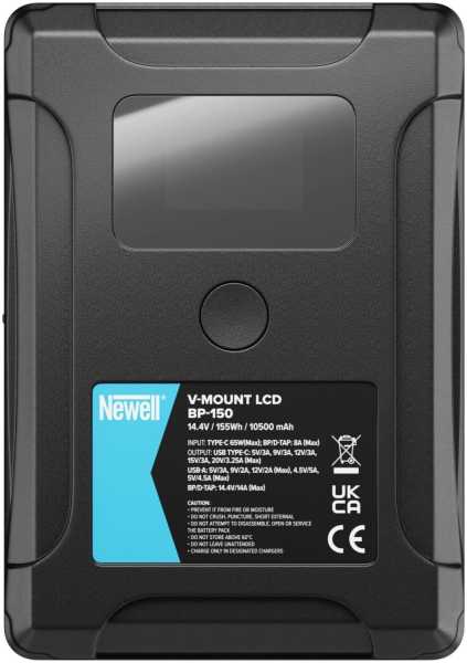 Newell BP-150LCD, V-Mount Li-Ion Akku 155 Wh/14,4 Volt / 10,5 Ah, USB-Ausgang: 5 V, 3 A, LCD Anzeige