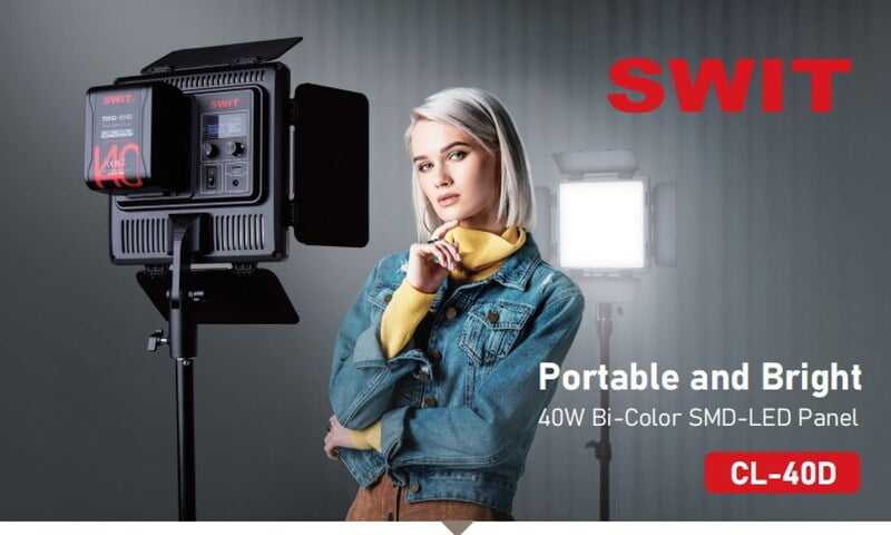 Swit CL-40D 2KIT, Dimmbare 40 W Bi-Color Soft LED Leuchte im 2er Kit, V-Mount Akkuanschluss