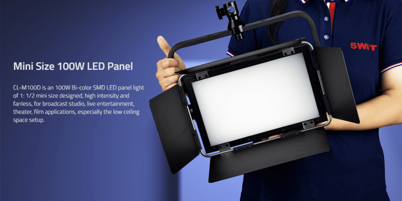 Swit CL-M100D, mini size bright Bi-color Panel Light, also ideal for hoisting or studio, especially small space