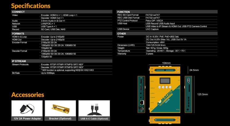 AVMATRIX DE20-4K, 4K-HDMI-Encoder und -Decoder für Streaming, Decoding und lokale Aufzeichnung