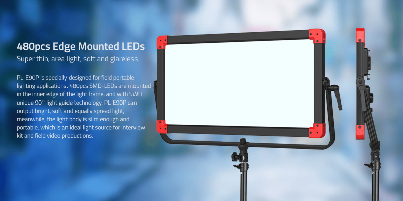 Swit PL-E90P Akku Kit ( 2x PB-R290S+), Waterproof 3rd Generation 90W LED Panel Light, ultra slim, V-Mount