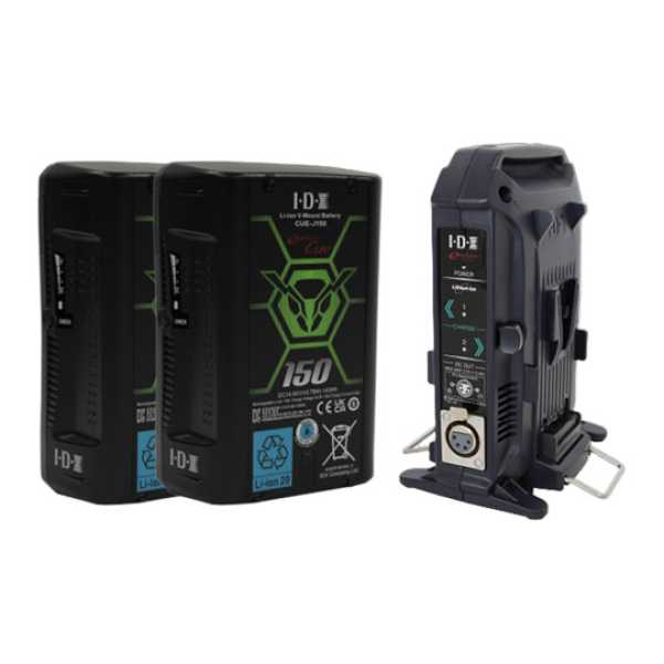 IDX EC-J150/2X, 2 x CUE-J150 Batteries, 1 x VL-2X Charger with 4 pin XLR DC Output (36W)