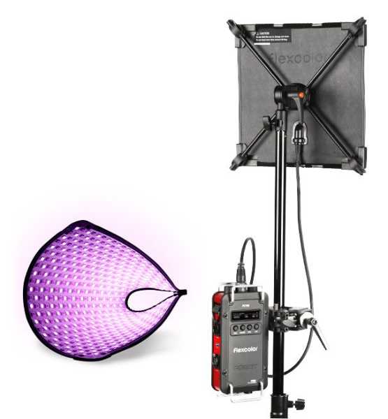 Fomex FlexColor FC600 Kit, dimmbares Flexibles 60W RGB WW LED Licht mit Controller und mit V-Mount Akkuaufnahme