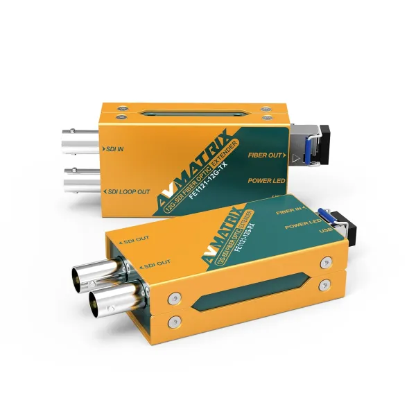 AVMatrix FE1121-12G-SDI Fiber Extender-Kit, Lichtwellenleiter-Extenderstrecke für 12G / 6G / 3G-SDI Videosignale bis 10km Leitungslänge