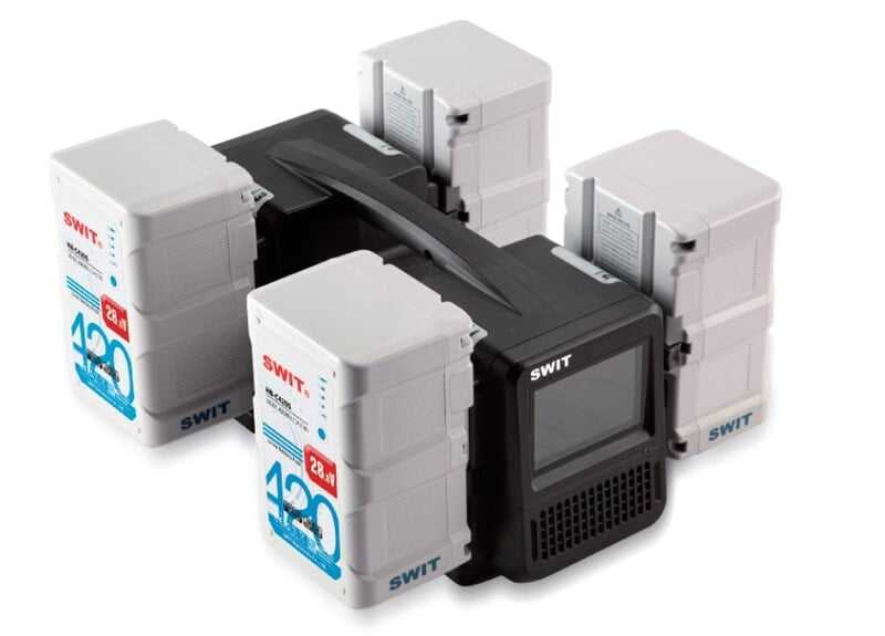 Swit 4x HB-C420S + 1x PC-P461S KIT, 4 x 500W V-Mount Akkus + 1 x 4-Kanal 100W V-Mount Ultra schnell Ladegerät