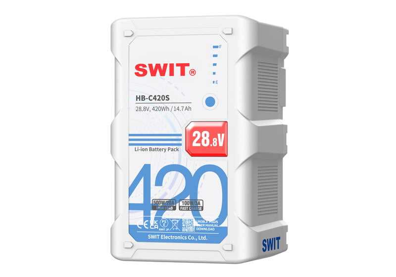 Swit HB-C420S, 500W High Load 420Wh V-mount Battery, 28.8V Voltage, 500W Constand Load for high power cine lights