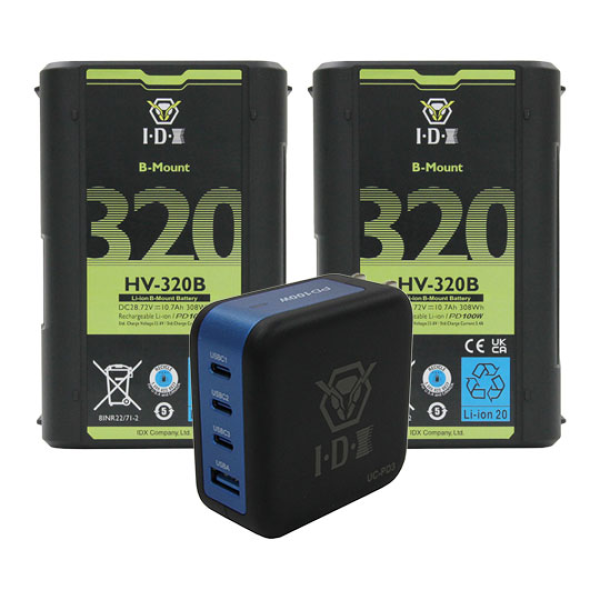 IDX HV-320/PD3, 2 x HV-320B Batteries, 1 x UC-PD3 USB-C Charger