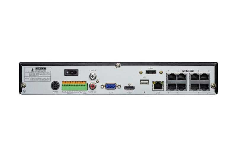 eneo INR-28N080005A,  Netzwerk Video Rekorder 8x IP PoE, H.265, HDMI, VGA 1xSATA, ohne HDD