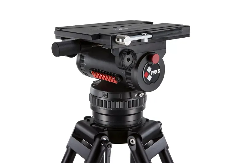 Camgear V90 Studio/OB Fluid Head incl. V-Plate & 2x Telescopic Pan Bar PB-3 (Left & Right)