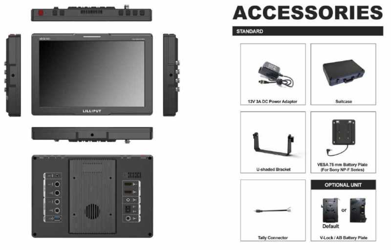 Lilliput Q10, 10,1" Quad Videomonitor (1920 x 1200), 12G-SDI, 1500 nits