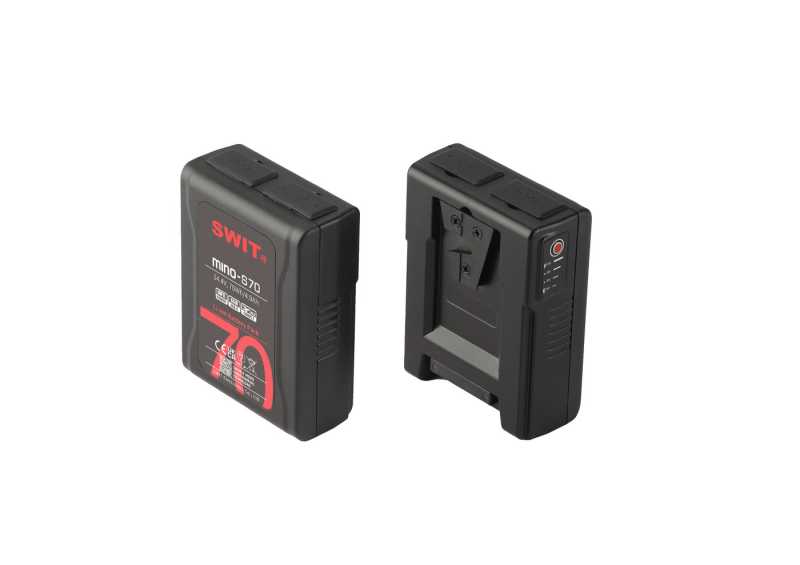 SWIT Mino-S70 super-small-size V-Mount Li-Ion Akku 70Wh 14,4V 4,9Ah mit D-Tap USB-A 5V/2A, USB-C 35W input & 65W output
