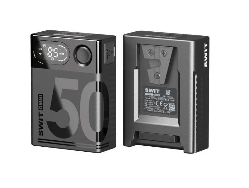 SWIT OMNI-50S mini Pocket V-Mount, 50Wh, LCD-Display, USB-C, D-Tap, USB-A, DC-8V